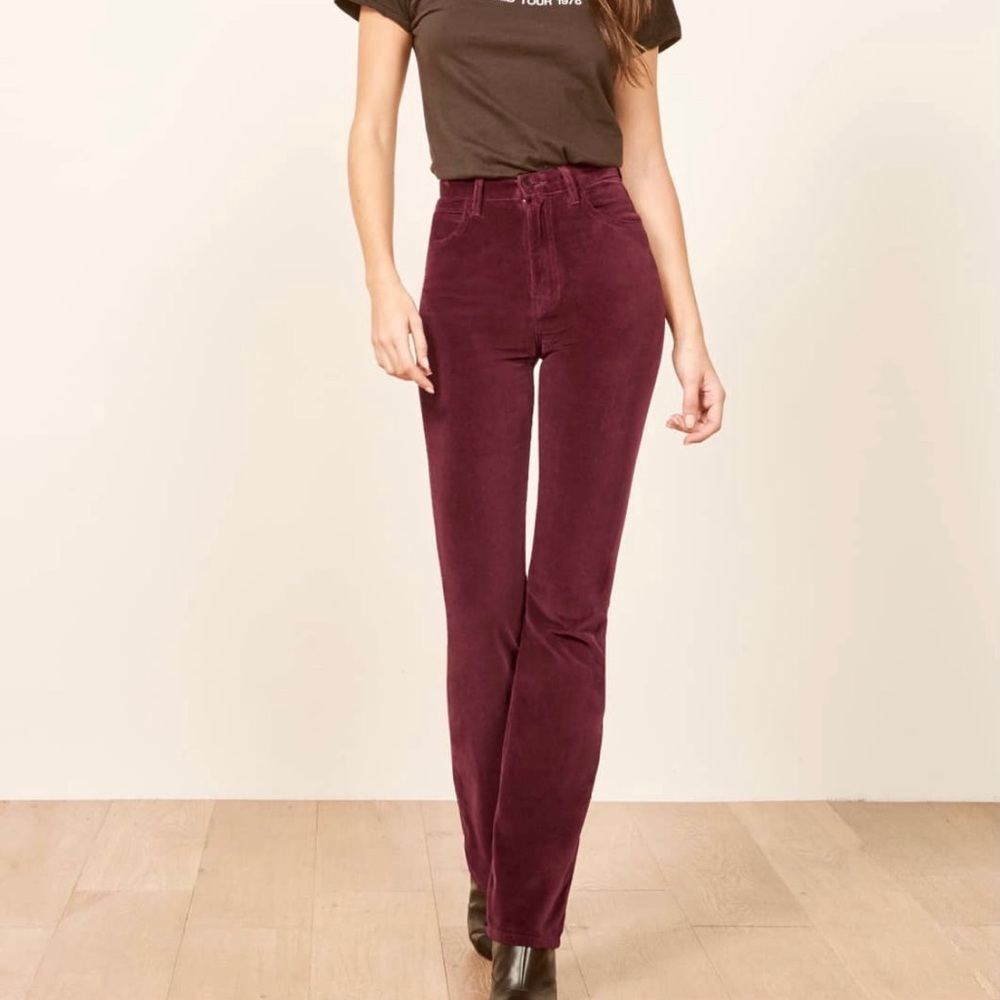 Reformation Mali Pants Aubergine 25 High Waisted